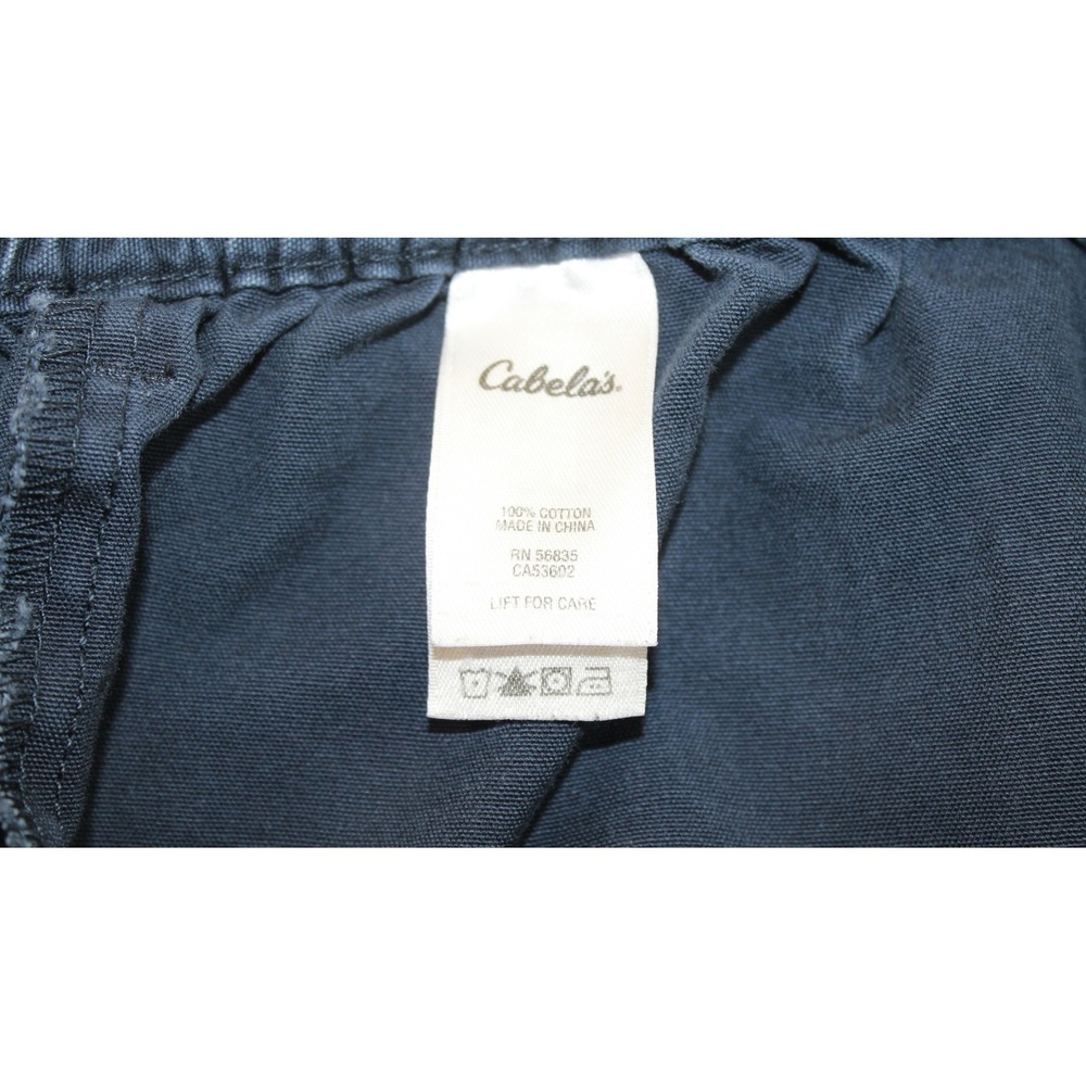 Cabelas Mens Navy Blue Cotton Canvas Cargo Utility Shorts Size 44 Elastic Waist - Picture 5 of 6